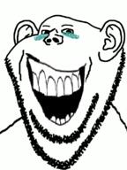 crying ear laughing open_mouth soyjak stubble subvariant:splicejak variant:impish_soyak_ears // 598x800 // 134.0KB