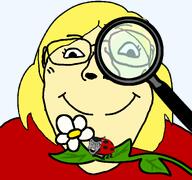 blond bug explorer female flower ladybug long_hair magnifying_glass plant series:foidjaks subvariant:bridget variant:bernd variant:feraljak variant:gapejak // 1255x1175 // 245.0KB