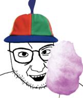 animated cotton_candy glasses propeller_hat soyjak stubble variant:snopesjak // 520x618 // 1.6MB