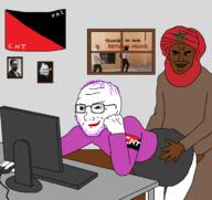 accurate anarchism anarcho-communism ancom computer confederación_nacional_del_trabajo dolores_ibarruri fixed fixed_version flag:revolutionary_catalonia islam lluis_companys meta:pornographic_content morocco nigger refugee refugees refugees_welcome smug smug_soyjak spain subvariant:chudjak_front tourism tourists_go_home tranny variant:chudjak variant:soyak // 1700x1600 // 385.5KB