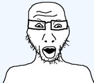 glasses lips soyjak templateplate variant:chudittical // 396x350 // 6.1KB