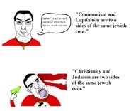 poltard angry blood christcuck christian_cross christianity gun pol_(4chan) smug speech_bubble tongue variant:chudjak // 1230x1000 // 280.1KB