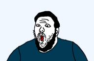 beard clothes ear hair mustache open_mouth soyjak stubble variant:unknown // 517x336 // 5.7KB