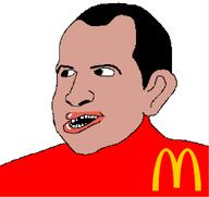 big_lips ear hair mcdonalds nixon open_mouth red_shirt richard_nixon subvariant:impish_amerimutt subvariant:nixonmutt tan_skin teeth variant:impish_soyak_ears // 1120x1058 // 65.8KB