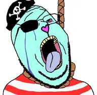 ack bald bloodshot_eyes blue_skin clothes cms_the_youtube_2013 crying glasses hanging happy_tree_friends hat noose open_mouth pdf pedophile pirate pirate_hat rope russell screwball stubble subvariant:wholesome_soyjak suicide teeth teeth_showing tongue tongue_out variant:gapejak white_background yellow_teeth youtube // 734x720 // 95.6KB