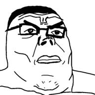 closed_mouth frown glasses hair merge variant:chudjak variant:tony_soprano_soyjak // 600x600 // 25.0KB