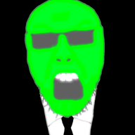 central_intelligence_agency clothes glasses glowing necktie open_mouth soot soyjak soyjak_party stubble suit sunglasses text trend:glowie variant:feraljak_front // 800x1024 // 200.0KB