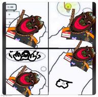 big_lips bloodshot_eyes boorucuck chud_(soybooru) cum dan hair imgflip.com meta:tagme name_tag snout soybooru speech_bubble variant:bernd // 501x499 // 308.1KB