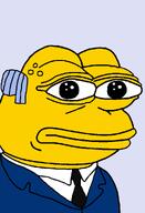 amphibian balding blue_background clothes collared_shirt frog hair liver_spots mr_burns nas:pepe necktie old pepe_the_frog remastered suit_and_tie the_simpsons yellow_skin // 672x986 // 21.2KB