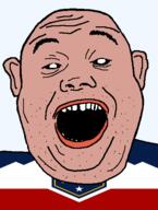 amerimutt beehive black_sclera clothes ear flag flag:utah hair open_mouth red_shirt soyjak star_(symbol) state stubble teeth transparent_background united_states utah variant:alicia // 418x555 // 21.4KB