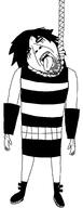 cartoon clothes emo_hair full_body goth hair hanging i_can't_sleep_(cartoon) nia_(character) open_mouth rope soyjak stubble suicide tongue variant:bernd // 1045x2595 // 129.4KB