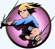 beard black_eyes brassiere clothes glasses hand knife shadow_fight2 thongs tranny transgender_flag variant:cobson white_skin yellow_hair // 736x652 // 305.8KB