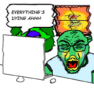 2soyjaks angry bald beak bird bloodshot_eyes brazil clothes computer crying distorted flag flag:brazil green_skin heatwave one_eye open_mouth soyjak speech_bubble sun t-shirt text tshirt variant:feraljak variant:rupturejak waving window yellow_teeth // 797x800 // 272.5KB