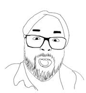 beard clothes glasses hair open_mouth soyjak variant:unknown // 1169x1253 // 166.8KB