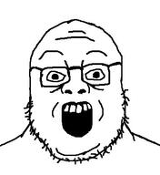 double_chin eyebrows eyes gape glasses head neck nose nostril soyjak stubble variant:portjak white_background white_skin // 379x413 // 30.3KB