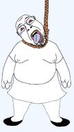 bloodshot_eyes clothes crying fat full_body glasses hand hanging leg mustache open_mouth rope skirt soyjak stubble suicide template tongue transparent_background variant:bernd yellow_teeth // 1296x2304 // 72.1KB