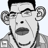 chemistry closed_mouth clothes drool ear element glad_valakas glasses greyscale hair lanthanides lips looking_at_you mustache retard samarium soyjak stubble variant:cobson zhmyshenko_valery_albertovich // 721x720 // 44.8KB