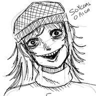 beanie black_and_white cute cute_girl drawing femcel girl hair mouth_open variant:soytan woman // 480x480 // 58.8KB