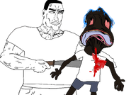 black_skin blood bloodshot_eyes blue_hair buff chud distorted holding_object kill machete muscles subvariant:perceptive_chud template template:butcher tranny transparent_background variant:bernd variant:chudjak // 3000x2100 // 832.0KB