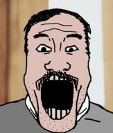 blurred_background clothes daniel_day_lewis hair irl_background mustache open_mouth soyjak variant:markiplier_soyjak white_skin // 1200x1412 // 687.0KB