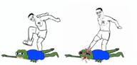 american_history_x arm blood bloodshot_eyes blue_shirt brain crushing crying curb_stomp frog frown full_body glasses gore green_skin hair hand headstomp leg murder nazism open_mouth pepe purple_hair smile smirk smug soyjak stomp swastika variant:chudjak // 1069x513 // 143.1KB
