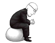 arm bent_over boot closed_mouth clothes finger full_body glasses hand nails neutral rubbing_hands shiny shoe side_profile sitting soyjak stubble subvariant:neutralplier subvariant:sideplier suit testicles thinking variant:markiplier_soyjak vein white_background // 1589x1234 // 106.2KB