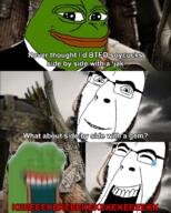 closed_eyes crying frog gem glasses kek laughing open_mouth pepe soyjak stubble text variant:cobson // 1440x1800 // 2.3MB