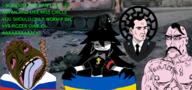 bandera cross cyrillic_text flag:ukraine hanging hohol miss_circle mustache nazism pigger russia subvariant:perceptive_chud tranny ukraine variant:bernd // 2656x1248 // 1.7MB