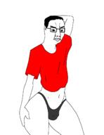 big_lips clothes femboy frown full_body glasses hair hips panties thick_eyebrows thong twink variant:chudjak white_background white_skin // 1000x1300 // 68.5KB