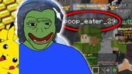 amphibian clothes frog gold_ingot hair headphones herobrine laughing minecraft nas:pepe open_mouth pepe pepe_the_frog pikachu poop text // 1280x720 // 1.2MB
