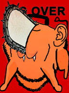 chainsaw chainsaw_man closed_eyes closed_mouth ear fangs its_over pochita_(chainsaw_man) smile soyjak stubble text variant:impish_soyak_ears // 2994x4006 // 1.1MB