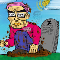 artist:mpregenthusiast dirt grass gravestone nosering pink_hair resurrection variant:chudjak wokejak // 894x894 // 124.1KB