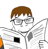 brown_hair dan glasses hand holding_object looking_down news newspaper reading smile subvariant:wholesome_feraljak transparent_background variant:feraljak // 1470x1500 // 573.6KB