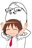 anime clothes female girl glasses grin hand hands_up hugging kill_me_baby necktie oribe_yasuna smile stubble subvariant:wholesome_soyjak variant:gapejak // 676x1021 // 200.8KB