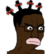 angry black_skin bowtie braids glasses hair lips soyjak variant:chudjak // 916x886 // 39.2KB