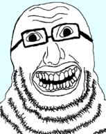 glasses open_mouth soyjak stubble variant:grrrhjak // 668x838 // 34.8KB
