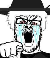 angry artist:crimsonvoidhydra1488 bald big_eyebrows bloodshot_eyes clothes crying glasses hand hat large_eyebrows mustache oc open_mouth pink_eyes pointing pointing_at_viewer selfish_little_fuck soyjak soyterra stubble tear transparent_background variant:a24_slowburn_soyjak white_skin witch_hat // 454x520 // 13.0KB