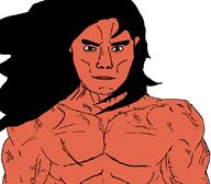 brown_eyes buff closed_mouth hair injun long_hair no_glasses red_skin subvariant:muscular_chud variant:chudjak vein // 821x720 // 64.3KB