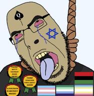 ack award bloodshot_eyes brown_skin crying faggot flag flag:gay_pride_flag flag:minor_attracted_person flag:pan-african flag:transgender_pride_flag grey_shirt hanging nigger_lover noose pedophile porn_addiction queen_of_spades rope rotten_teeth seamonkey shitskin slopjak spade spadefag star_of_david subhuman suicide sweating text tongue tranny transgender_flag variant:cobson // 1044x1069 // 73.1KB