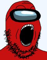 among_us goggles open_mouth red soyjak stubble variant:gapejak video_game // 599x759 // 50.0KB