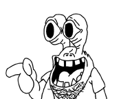 chin clothed clothes collared_shirt crab deranged eyes hand hands_up looking_to_the_left mouth mouth_lines mouth_open mr_krabs nose nostril open_mouth pointing series:joke_soyjaks shirts sleveless_shirt smile spongebob_squarepants stubble teeth teeth_showing tounge ugly variant:zanzibarjak weird // 800x600 // 9.5KB