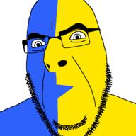 1990 90s anime blue_skin dream_bbq ena ena_bbq open_mouth soyjak variant:cobson yellow_skin // 721x720 // 18.3KB