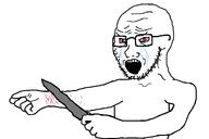 blood knife scared self_harm self_hate soyjak subvariant:crying_soyak_ears2 template variant:soyak yelling // 2627x1747 // 124.3KB