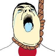 ack asian bloodshot_eyes crying dead flag flag:japan hair hanging hiroyuki japan open_mouth rope soyjak suicide tongue variant:hydejak yellow_skin yellow_teeth // 778x800 // 68.6KB