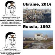 2014 Alkash_yeltsin angry azov_battalion building closed_mouth crimea1993 donbas eyebrows glasses irl place_japan russia smile smirk text ukraine variant:chudjak viktor_yanukovych vladimir_putin z_(russian_symbol) // 2828x2828 // 2.5MB