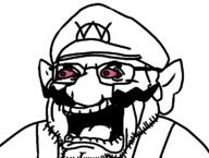 bloodshot_eyes cap clothes glasses hat looking_to_the_left mustache nintendo open_mouth overalls shocked soyjak stubble variant:wahjak video_game wario // 745x563 // 32.6KB