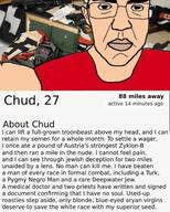 arm chud closed_mouth clothes country dating_app flag glasses hair irl_background lightning nazi_germany nazism selfie subvariant:chudjak_front subvariant:patrick swastika text tinder tshirt variant:chudjak white_skin // 1026x1280 // 171.6KB