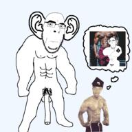 2soyjaks arm bbc big_ears bwc ear full_body glasses hand irl irl_background leg negro neutral nsfw penis queen_of_spades soyjak stubble tattoo thought_bubble variant:cobson // 2000x2000 // 977.4KB