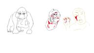 arm blood closed_mouth fist glasses gorilla hand oekaki open_mouth soyjak text total_nigger_death variant:feraljak // 1399x791 // 102.9KB