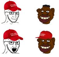 based_nigger cap closed_mouth clothes donald_trump glasses hat maga meme neutral open_mouth soyjak stubble variant:soyak // 1064x1020 // 355.0KB